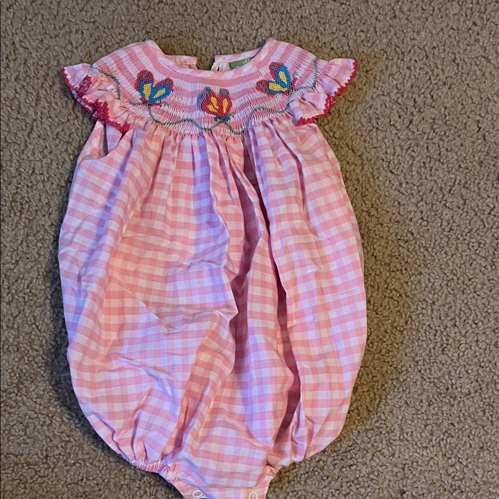 Pink Gingham Kids One Piece